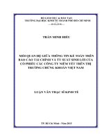 Luận văn Thạc sĩ Kinh tế: Mối quan hệ giữa thông tin kiểm toán trên báo cáo tài chính và tỷ suất sinh lời của cổ phiếu các công ty niêm yết thị trường chứng khoán Việt Nam