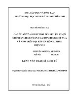 Luận văn Thạc sĩ Kinh tế: Các nhân tố ảnh hưởng đến sự lựa chọn chính sách kế toán doanh nghiệp vừa và nhỏ trên địa bàn Thành phố Hồ Chí Minh hiện nay