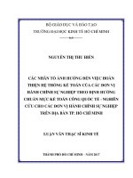 Luận văn Thạc sĩ Kinh tế: Các nhân tố ảnh hưởng đến việc hoàn thiện hệ thống kế toán của các đơn vị hành chính sự nghiệp theo định hướng chuẩn mực kế toán công quốc tế - Nghiên