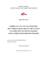 Nghiên cứu các yếu tố ảnh hưởng đến ý định sử dụng dịch vụ trực tuyến của sinh viên tại trường đại học công nghiệp tp  hồ chí minh    