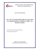 Nghiên cứu các yếu tố ảnh hưởng đến sự hài lòng của khách hàng về dịch vụ thức ăn nhanh tại kfc    