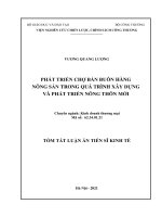 Tóm tắt luận án Tiến sĩ Kinh tế: Phát triển chợ bán buôn hàng nông sản trong quá trình xây dựng và phát triển nông thôn mới