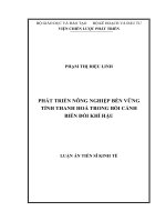 Phát triển nông nghiệp bền vững tỉnh thanh hóa trong bối cảnh biến đổi khí hậu 