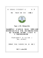 Nghiên cứu xây dựng bộ tiêu chí đánh giá và xếp hạng trung tâm kiểm nghiệm thuốc tuyến tỉnh thành phố TT 