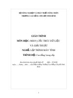 Giáo trình Cấu trúc dữ liệu và giải thuật (Nghề: Lập trình máy tính) - CĐ Cơ Giới Ninh Bình