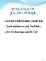 Bài giảng Quản lý điểm đến du lịch - Chương 2: Khái quát về quản lý điểm đến du lịch