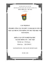 Khoá luận tốt nghiệp: Tìm hiểu công tác tổ chức và bảo quản vốn tài liệu tại Trung tâm Thông tin - Thư viện Học viện Ngân hàng