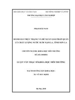 Luận văn thạc sĩ đánh giá thực trạng và đề xuất giải pháp quản lý chất lượng nước suối nậm la, tỉnh sơn la 