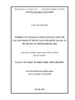 Luận văn thạc sĩ nghiên cứu đánh giá tiềm năng du lịch với các sản phẩm từ rừng tại vườn quốc gia ba vì, huyện ba vì 