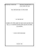 Nghiên cứu tổng hợp vật liệu nano hệ zno pha tạp mn, ce, c và đánh giá khả năng quang oxi hóa của chúng 
