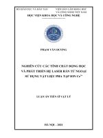 Nghiên cứu các tính chất động học và phát triển hệ laser rắn tử ngoại sử dụng vật liệu pha tạp ion ce3+ 