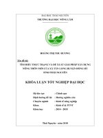 Tìm hiểu thực trạng và đề xuất giải pháp xây dựng nông thôn mới của xã tân long huyện đồng hỷ tỉnh thái nguyên 