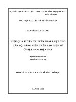HIỆU QUẢ TUYÊN TRUYỀN PHÁP LUẬT CHO CÁN bộ, ĐẢNG VIÊN TRÊN BÁO điện tử ở VIỆT NAM HIỆN NAY TT 