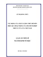 Tác động của chất lượng thể chế đến hiệu quả hoạt động của doanh nghiệp nhỏ và vừa ở việt nam 