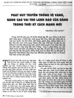 Phát huy truyền thống vẻ vang, nâng cao vai trò lãnh đạo của đảng trong thời kỷ cách mạng mới
