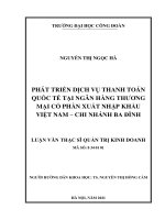 Phát triển dịch vụ thanh toán quốc tế tại ngân hàng thương mại cổ phần xuất nhập khẩu việt nam – chi nhánh ba đình 