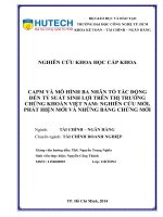 CAMP và mô hình ba nhân tố tác động đến tỷ suất sinh lợi trên thị trường chứng khoán việt nam nghiên cứu mới phát hiện mới và những bằng chứng mới 