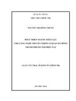 Luận văn phát triển nguồn nhân lực cho làng nghề truyền thống ở quận hà đông, thành phố hà nội hiện nay 