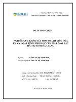 Nghiên cứu khảo sát một số đặc tính hóa lý và hoạt tính sinh học của mật ong bạc hà tại tỉnh hà giang 