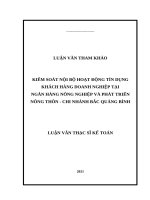 KIỂM SOÁT NỘI BỘ HOẠT ĐỘNG TÍN DỤNG KHÁCH HÀNG DOANH NGHIỆP TẠI  NGÂN HÀNG NÔNG NGHIỆP VÀ PHÁT TRIỂN NÔNG THÔN  CHI NHÁNH BẮC QUẢNG BÌNH