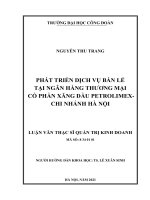 Phát triển dịch vụ bán lẻ tại ngân hàng thương mại cổ phần xăng dầu petrolimex   chi nhánh hà nội 