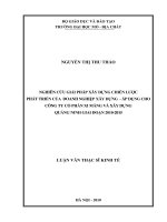 Nghiên cứu giải pháp xây dựng chiến lược phát triển của doanh nghiệp xây dựng   áp dụng cho công ty cổ phần xi măng và xây dựng quảng ninh giai đoạn 2010 2015    