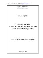 Luận văn toán học vận dụng dạy học khám phá trong dạy học đại số 8 ở trường trung học cơ sở 