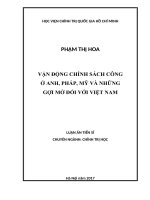Vận động chính sách công ở Anh, Pháp, Mỹ và những gợi mở đối với Việt Nam.