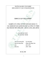 Nghiên cứu công tác kế toán bán hàng và xác định kết quả kinh doanh tại công ty TNHH hai thành viên sông bôi, thăng long, hòa bình (khóa luận   kinh tế và quản trị kinh doanh) 