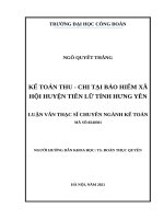 Luận văn thạc sĩ kế toán thu chi tại bảo hiểm xã hội huyện tiên lữ tỉnh hưng yên 