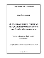 Luận văn thạc sĩ kế toán doanh thu, chi phí và kết quả kinh doanh của công ty cổ phần tân hoàng mai 