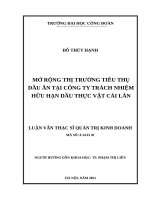 Luận văn thạc sĩ mở rộng thị trường tiêu thụ dầu ăn tại công ty trách nhiệm hữu hạn dầu thực vật cái lân 