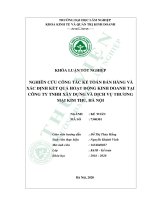 Nghiên cứu công tác kế toán bán hàng và xác định kết quả hoạt động kinh doanh tại công ty TNHH xây dựng và dịch vụ thương mại kim thu, hà nội (khóa luận   kinh tế và quản trị kinh doanh) 