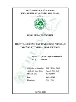Thực trạng công tác tuyển dụng nhân lực tại công ty TNHH ALMINE việt nam (khóa luận   kinh tế và quản trị kinh doanh) 