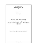 Luận văn Thạc sĩ Quản lý Giáo dục: Quản lý hoạt động dạy học ở trường trung học cơ sở thuộc thành phố Cà Mau, tỉnh Cà Mau hiện nay