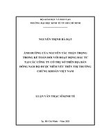 Ảnh hưởng của nguyên tắc thận trọng trong kế toán đối với hoạt động đầu tư tại các công ty có trụ sở trên địa bàn đông nam bộ được niêm yết trên thị trường chứng khoán việt nam 