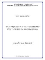 Hoàn thiện kiểm soát nội bộ chu trình bán hàng và thu tiền tại khách sạn sedona 