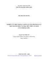 Luận văn thạc sĩ nghiên cứu hiện trạng và đề xuất giải pháp quản lý một số loài thực vật đặc hữu trên các đảo 