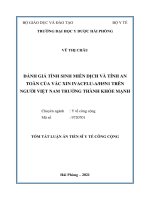 Tóm tắt Luận án Tiến sĩ Y tế cộng đồng: Đánh giá tính sinh miễn dịch và tính an toàn của vắc xin IVACFLUA/H5N1 trên người Việt Nam trưởng thành khỏe mạnh
