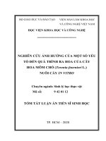 Tóm tắt Luận án Tiến sĩ Sinh lý học: Nghiên cứu ảnh hưởng của một số yếu tố đến quá trình ra hoa của cây hoa Mõm chó (Torenia fournieri L.) nuôi cấy in vitro