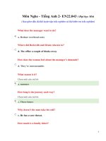 Đáp án Môn Nghe Tiếng Anh 2- EN22.043 (Đại học Mở)