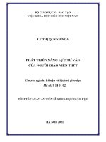 Tóm tắt Luận án Tiến sĩ Quản lý Giáo dục: Phát triển năng lực tư vấn của người giáo viên Trung học phổ thông