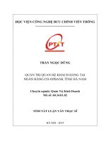 Quản trị quan hệ khách hàng tại ngân hàng CO OP bank tỉnh hà nam (tóm tăt lv ngành quản trị kinh doanh) 