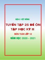 25 Đề thi thử học kì 2 môn Toán lớp 12 năm 2020 - 2021 Đặng Việt Đông | Toán học, Lớp 12 - Ôn Luyện