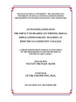 An investigation into the impact of reading on writing skills implications for efl teaching at binh thuan community college 