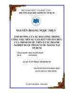 Luận văn thạc sĩ kinh tế ảnh hưởng của sự hài lòng trong công việc đến sự gắn kết với tổ chức của trình dược viên ở các doanh nghiệp dược phẩm nước ngoài tại TP  HCM 