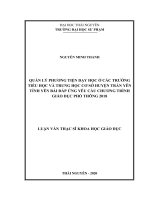 QUẢN LÝ PHƯƠNG TIỆN DẠY HỌC Ở CÁC TRƯỜNG  TIỂU HỌC VÀ TRUNG HỌC CƠ SỞ HUYỆN TRẤN YÊN  TỈNH YÊN BÁI ĐÁP ỨNG YÊU CẦU CHƯƠNG TRÌNH  GIÁO DỤC PHỔ THÔNG 2018