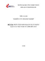 PHÂN TÍCH KIM NGẠCH XUẤT KHẨU GẠO CỦA VIỆT NAM TỪ 2008 ĐẾN 2017