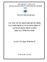 Luận văn thạc sĩ kinh tế các yếu tố tác động đến quyết định lựa chọn dịch vụ ngân hàng điện tử tại ngân hàng thương mại cổ phần á châu   khu vực tỉnh tây ninh 