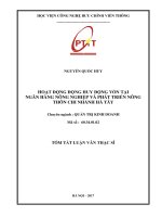 Hoạt động huy động vốn tại ngân hàng nông nghiệp và phát triển nông thôn việt nam – chi nhánh hà tây (tóm tắt luận văn thạc sĩ ngành quản trị kinh doanh) 